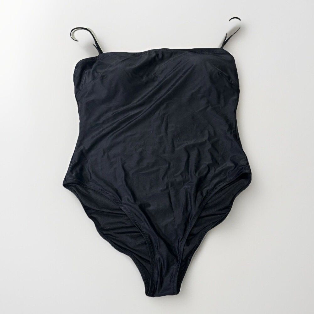 J. Crew Black One-Piece Swimsuit Sz 16 Adjustable Shelf Bra Classic Curves NWT